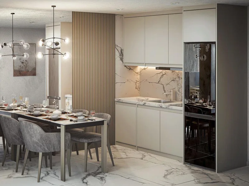 Avenue Boutique Condominium — Kitchen and dining area (render)