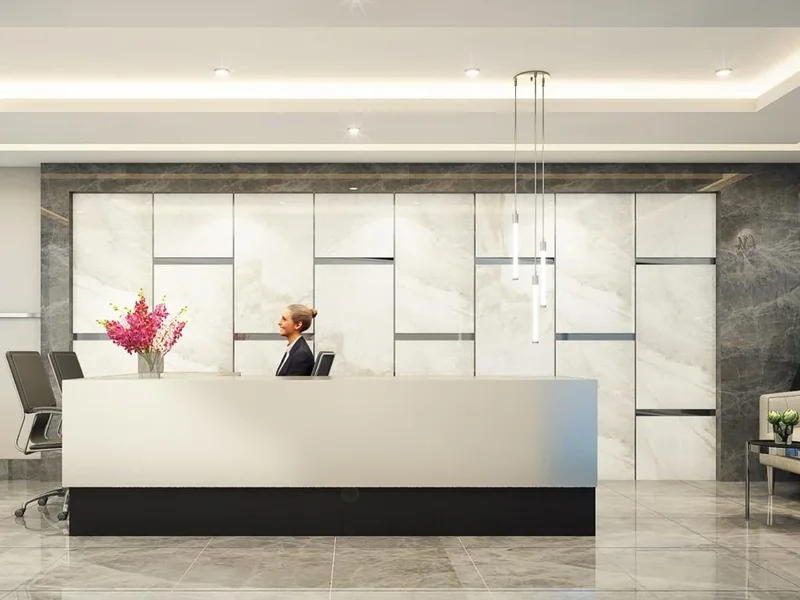Architectural render of the reception lobby at Siam Oriental Dream, Pattaya