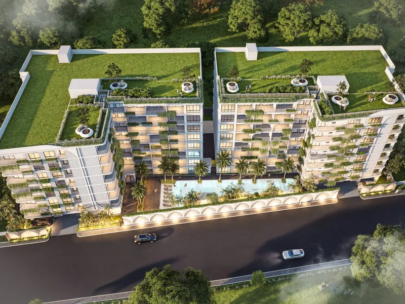 Avenue Boutique Condominium — Aerial view of the buildings (render)