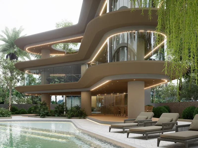 Secret Garden Condominium — Pool terrace (render)