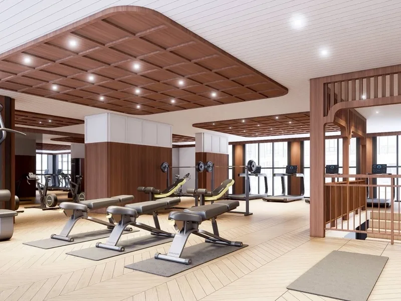 Architectural render of the fitness room with exercise equipment at The Indeed Condo Pattaya, Pattaya