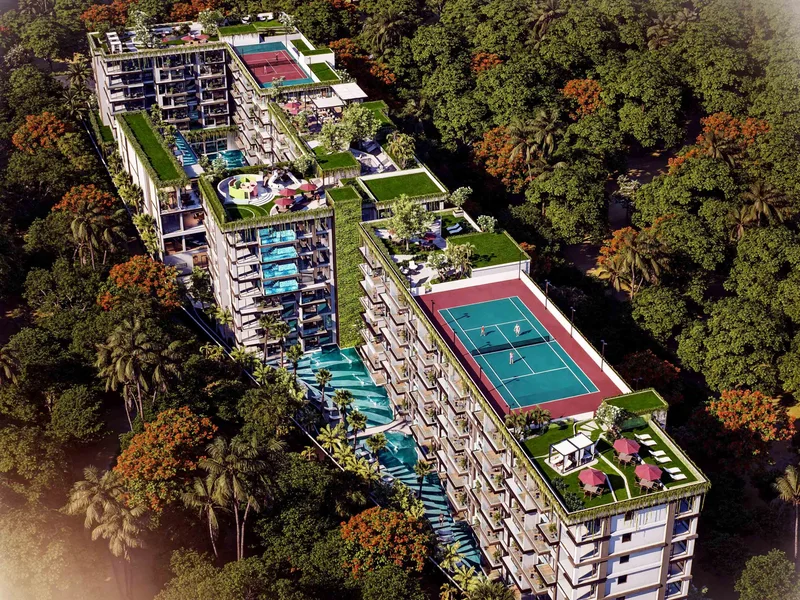 The Riviera Beverly Hills Residences — Aerial view (render)