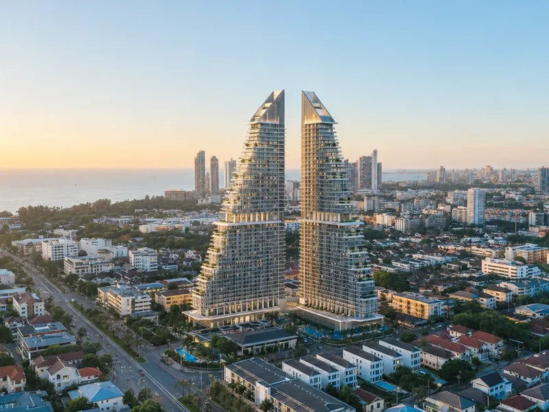 Marina Golden Bay — Aerial exterior (render)