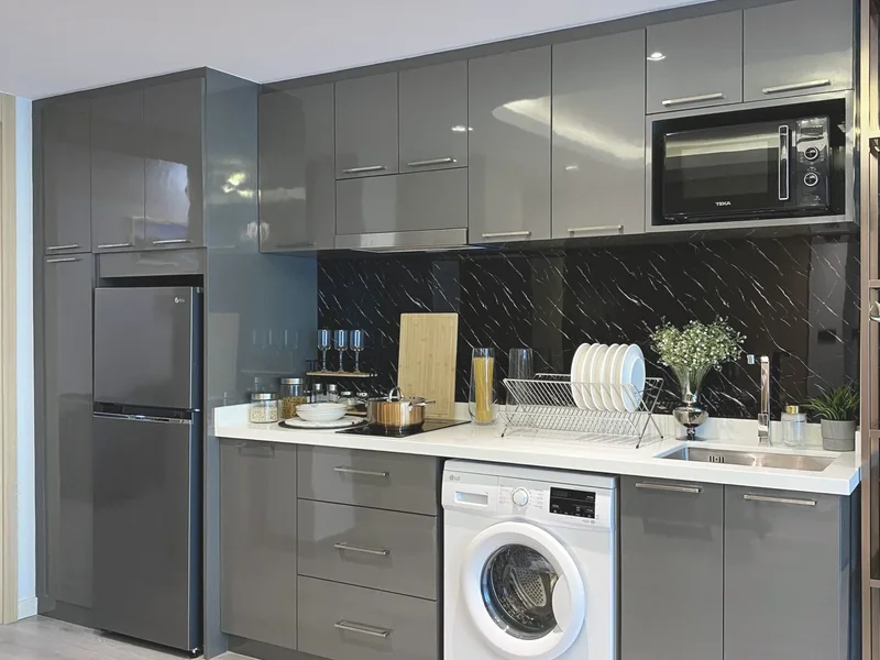 A fitted kitchen and appliances in the Pristine Park III show unit, Pattaya