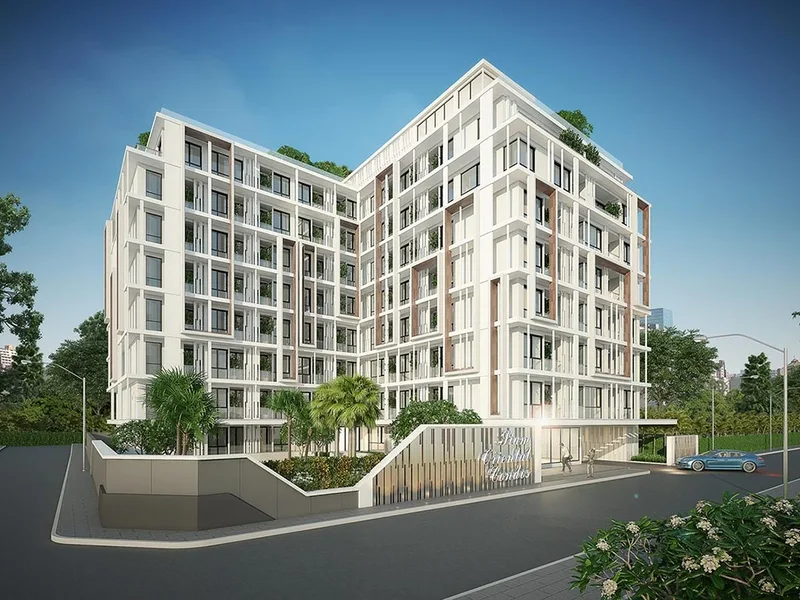 Architectural render of the building exterior and frontage at Siam Oriental Dream, Pattaya