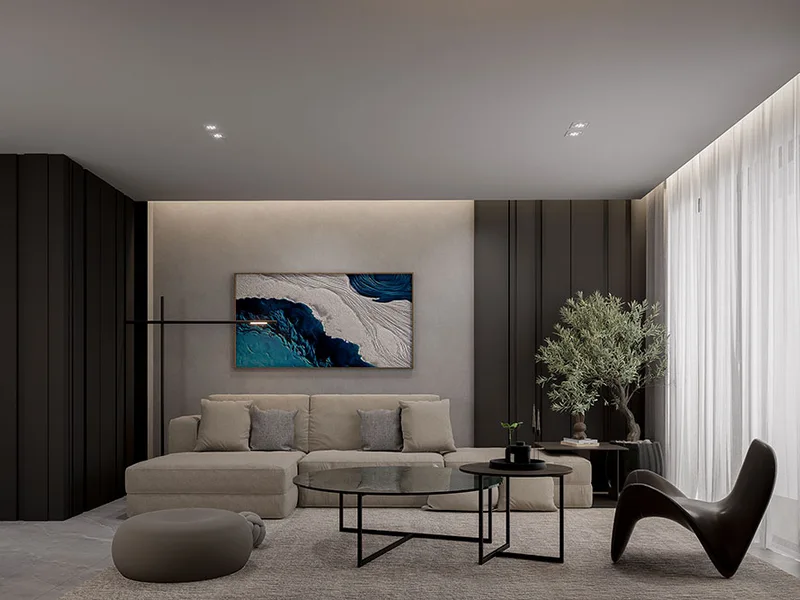 Zensiri Residences Jomtien — Living room (render)