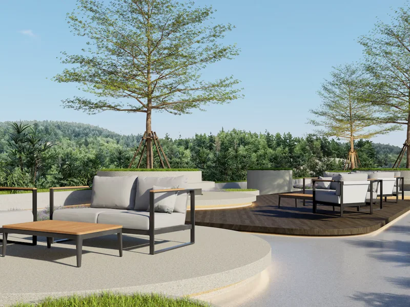 Secret Garden Condominium — Rooftop seating area (render)