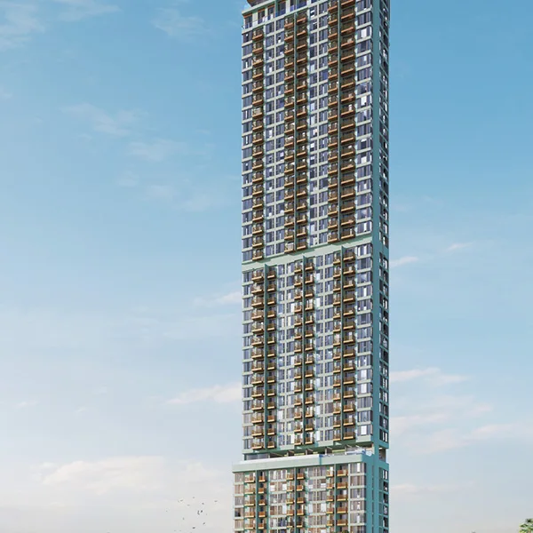 AROM Jomtien — Exterior from the beach (render)