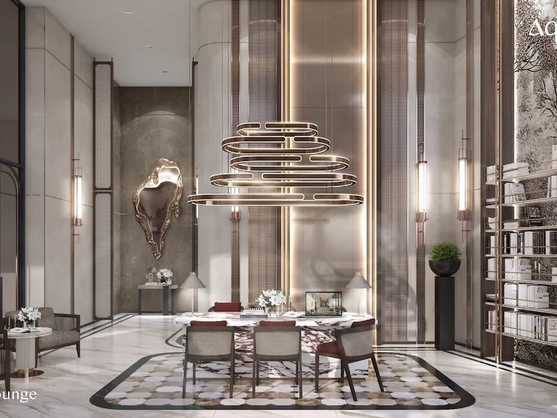 Architectural render of a library lounge with reading seats at Aquarous Jomtien Pattaya, Pattaya