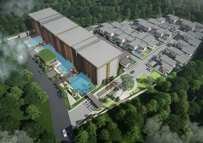 Zensiri Residences Jomtien — Aerial project view (render)