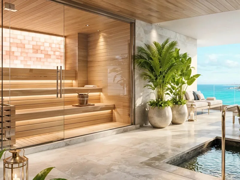 Sea Sky by Sands — Sauna and pool (render)