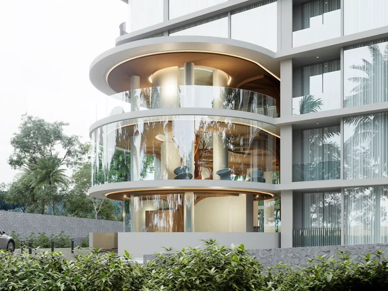 Secret Garden Condominium — Entrance facade (render)
